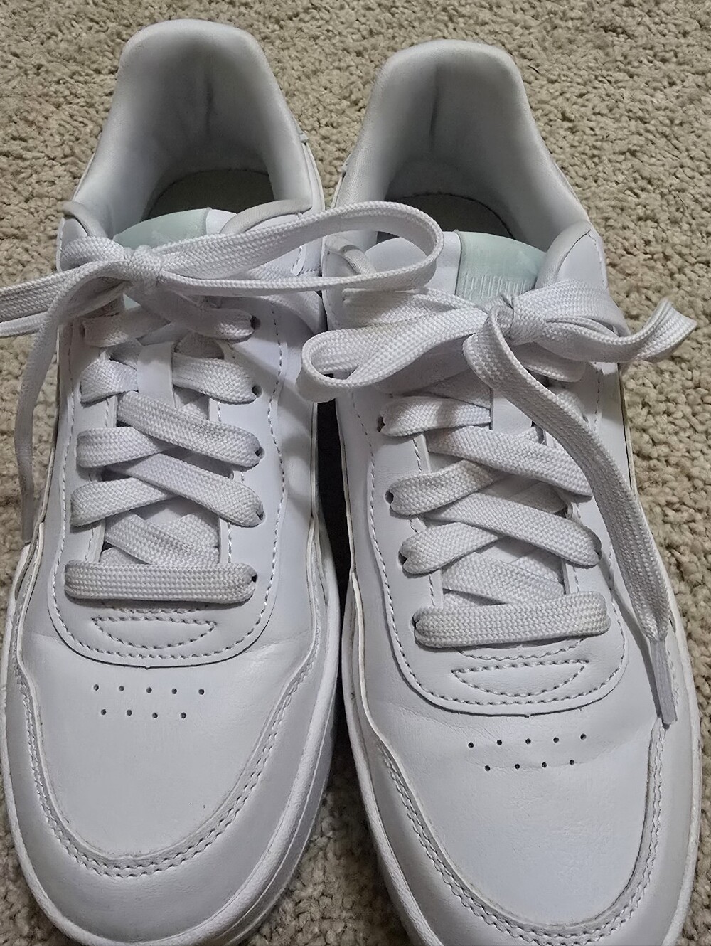 Women's Classic White Leather Sneakers - Clean Low-Top Casual Shoes
